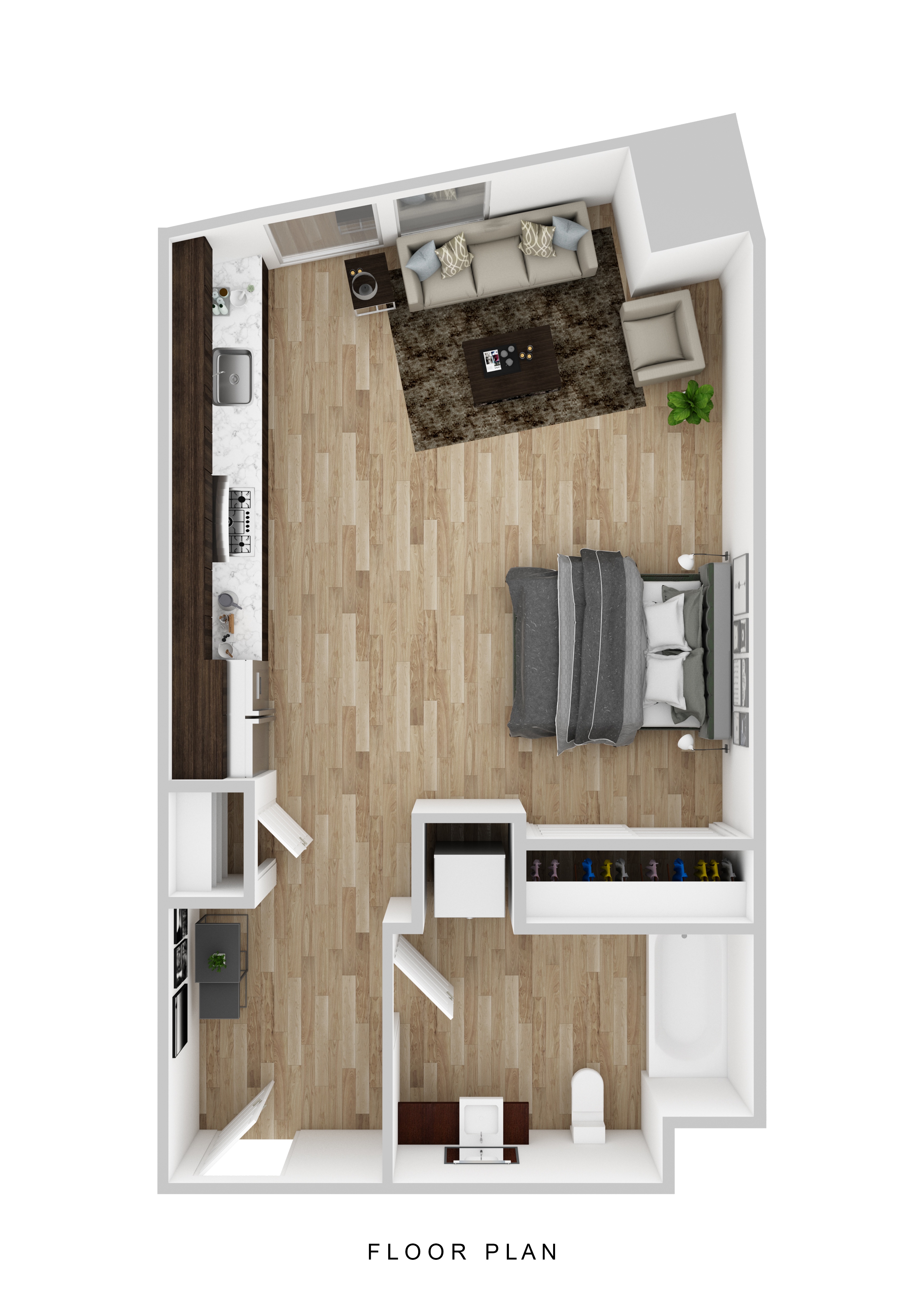 Floor plan for studio, 1 bath, 549 sqft